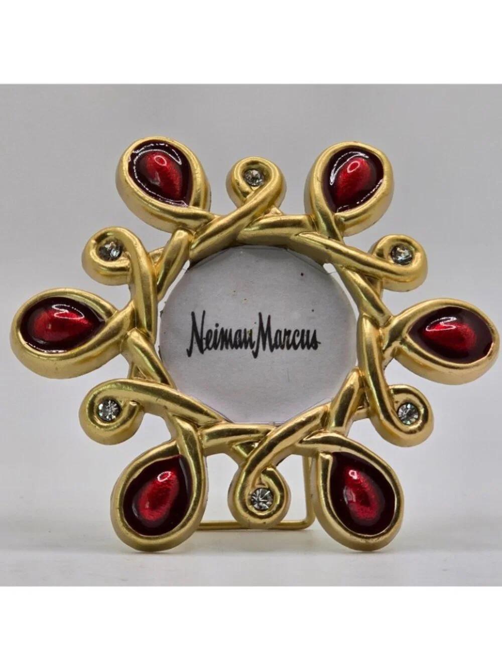 Miniature Picture Frame Neiman Marcus Signed Jay Strongwater Red Gold Enamel